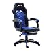 Produktbild JR Knight Gaming Stuhl Racing Stuhl Bürostuhl Ergonomischer Gamer Stuhl Chefsessel mit Fußstütze Höheverstellbarer Schreibtischstuhl PC Stuhl hohe Rückenlehne Büro Computerstuhl aus Kunstleder Blau