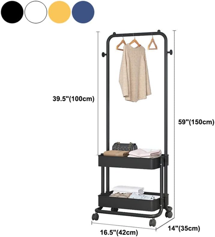 LITFAD Industrial Coat Rack Storage Shelf Entryway Kit Coat Hanger Metal Floor Standing Hanger for Living Room Bedroom - Blue