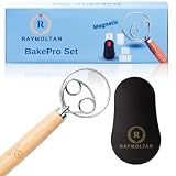 Premium Stainless Steel Danish Dough Whisk & Magnetic Bread Scoring Lame with 5 Blades – Professional Sourdough Baking Tools Kit for Mixing, Cutting & Decorating Bread
