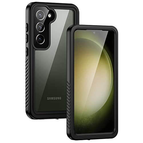 Lanhiem for Samsung S23 Case, Waterproof S23 Cover Dustproof Shockproof Case with Built-in Screen Protector, Full Body Underwater Protective Case for Galaxy S23 6.1 Inch, Black
