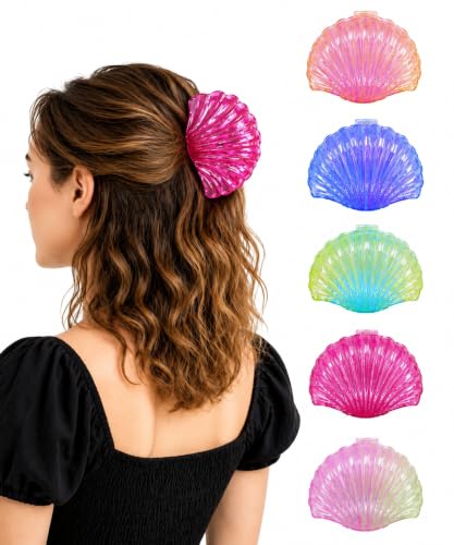 Image of ANNA CREATIONS 5 Pcs Gradient Shell-Shaped Hair Claw Clips for Women & Girls | Strong Hold Nonslip Hair Clutcher | Hair Accessories