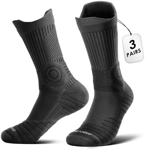 Compression Running Socks 3 Pairs Anti-Blister Athletic Crew Sock...