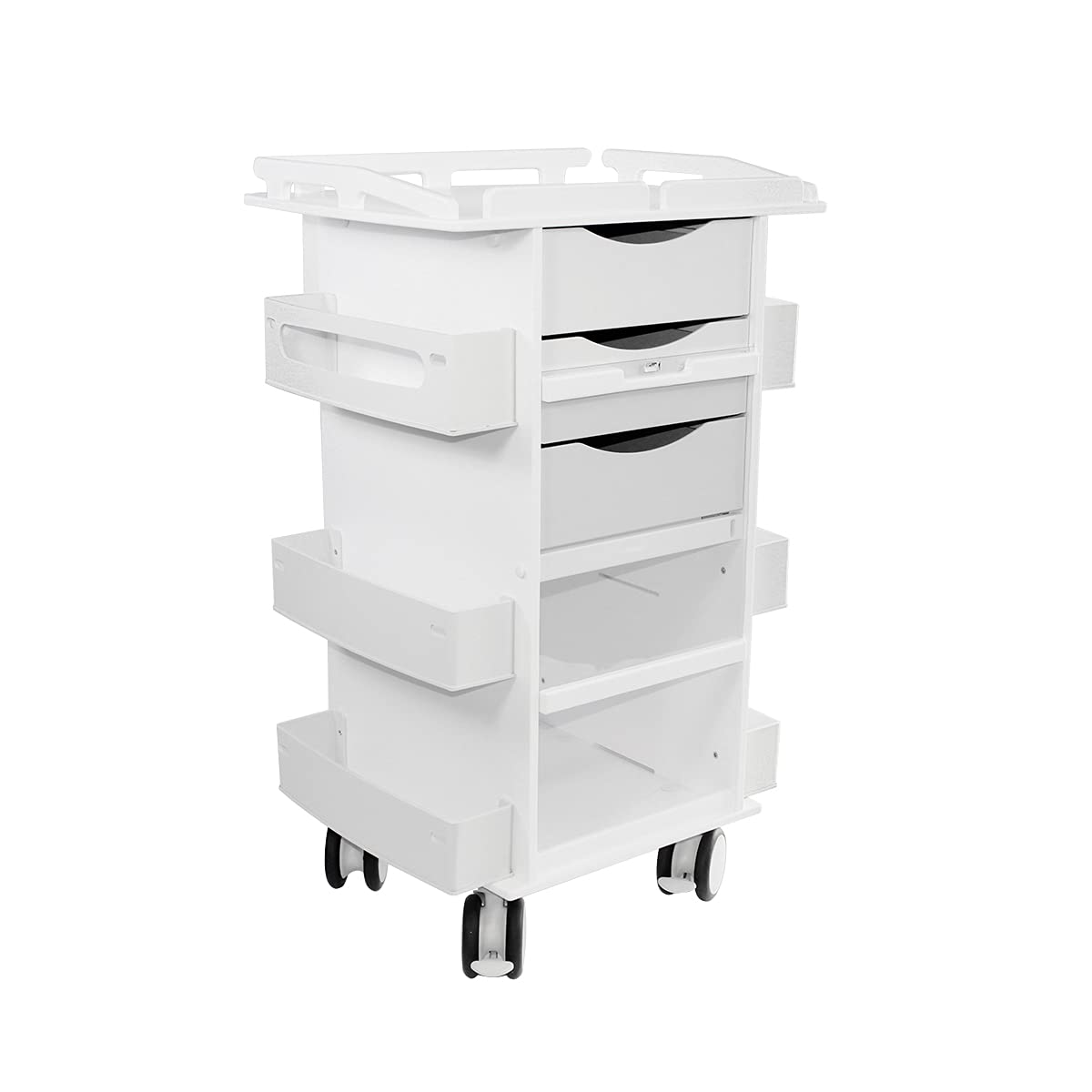 Core DX Cart with White Drawers, Sliding Door, and Railtop