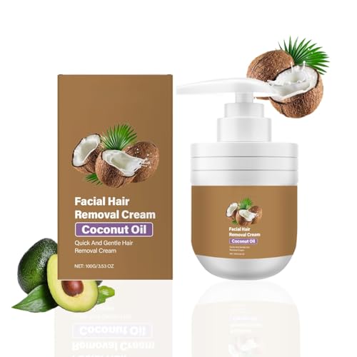 Facial Hair Removal Cream, Nourish Face Hair Remover Cream for Women & Men, Effective Quick Hair Removal with Coconut Serum Oil, Gentle Body Hair Remover Cream for Face & Sensitive Skin(100g)