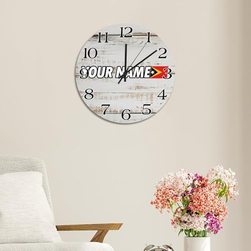 Horloge murale en bois Timor-Leste décoration rustique chic
