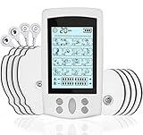 TENS Gerät,2 Kanäle TENS EMS Reizstromgerät mit 24 Trainingsprogramme und 8 Stück Premium Tens Elektroden mit Schmerzlinderung von Knicken am Rücken,Nacken,Schultern