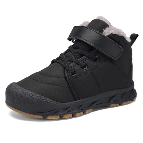 FANSITE Boys Snow Boots Winter Waterproof Slip Resistant Cold Weather Shoes（Little Kid/Big Kid black36