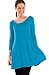 Aqua Blue Ladies Flared Casual 3/4 Sleeve Tunic Top