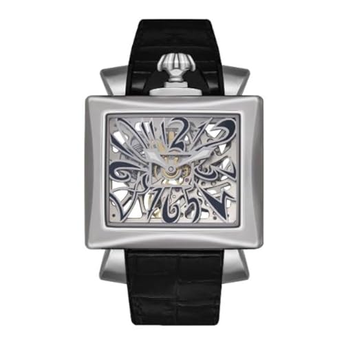 GAGA MILANO(ガガミラノ) メカニカル 手巻 腕時計 ウォッチ メンズ レディース ナポレオーネ NAPOLEONE 44mm スケルトン文字盤 ブラック 黒 9000.NS.02 国内正規品