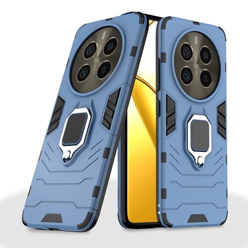 Image of Pikkme Realme 12 Pro 5G / Realme 12 Pro Plus 5G Back Cover | D5 Tough Armor Bumper | 360 Protection Case | Ring Holder Stand Case (Blue)