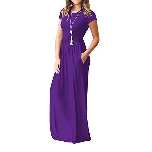 Levifun Robe Maxi Longue Femme Ete Chic Robe De Soiree Robe De Plage Robe Vintage Sexy Grande Taille Coton Poche Solide Cocktail Party Prom Dress