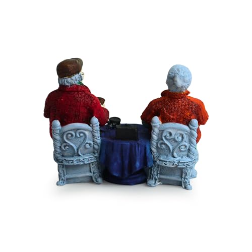 Image of ExclusiveLane 'Chit-Chatting Old Couple' Decorative Couple Showpiece for Home Dcor (Resin, 6.7 Inch, Multicolor) | Showpiece for Living Room for Gift for Husband Wife Grandparent Statue