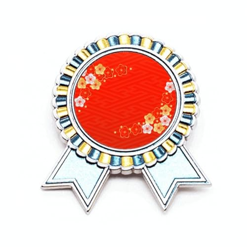 Broche en rouge à motif japonais en métal idéale sur un blazer noir