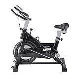 Fitness Tech Bike Spinning Indoor Saman Home Gym | Cyclette con Trasmissione a Cinghia Silenziosa, Resistenza a Frizione Regolabile, Display LCD e Volano 6 kg