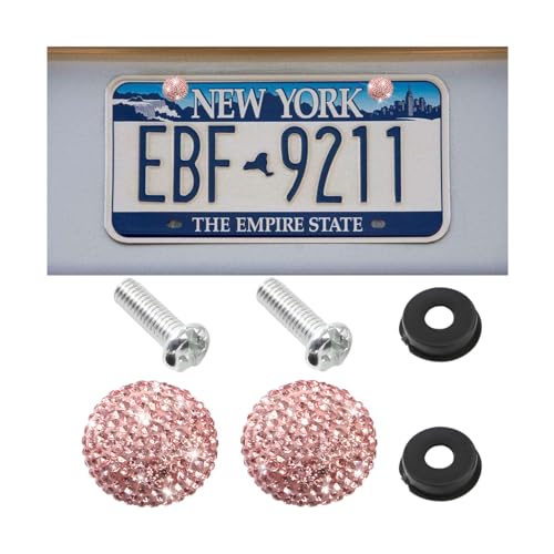 AUCELI 2PCS Bling Car License Plate Screw Caps, Rhinestone Crystal ...
