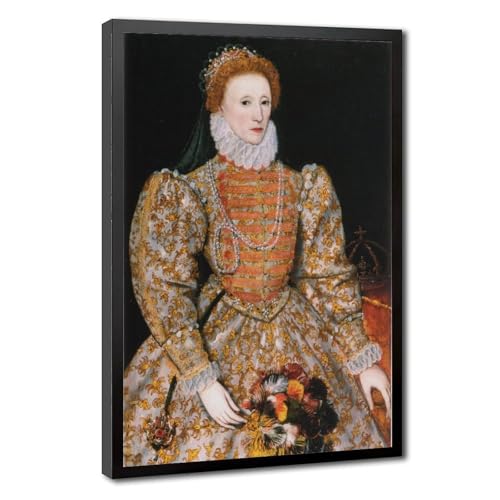 Portrait Queen Elizabeth impression sur toile haut de gamme avec cadre suspendu 50x76