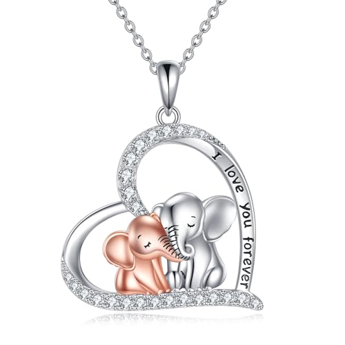 Image of Heart Necklace 925 Sterling Silver Animal Pendant Cute Heart Jewelry Gifts for Women Animal Lover
