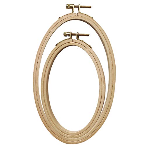 YXJD 2Pcs Oval Stickrahmen Bambus Stickerei Ring Cross Stitch Hoop Stickerei Rahmen 10x16cm 13x21cm Nähset für Stickerei Kreuzstich Tapisserie Cover
