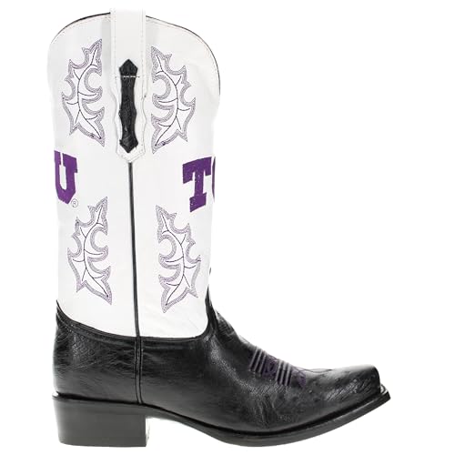 Image of Vaccari Men's Brooks Genuine Smooth Ostrich Leather NCAA Athletics Embroidery Western Cowboy Boots