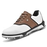 ULTIANT Golf Shoes Mens Waterproof Spikeless Classic Professional Stability for Golf Training Size6-12(Brown,45)