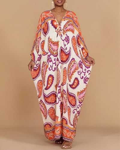 Image of Bsubseach Moo Moos for Women Batwing Sleeve Kaftan Dresses with Pockets