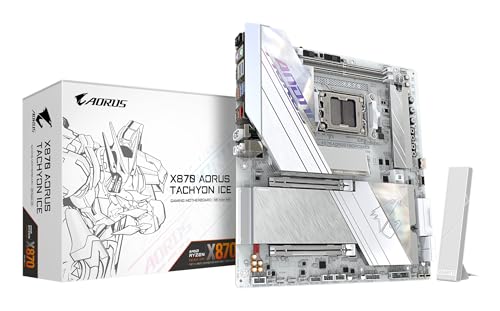 GIGABYTE X870 AORUS TACHYON ICE Scheda Madre – Supporta CPU AMD Ryzen 9000, VRM digitale a 18+2+2 fasi, fino a 9600 MHz DDR5 (OC), 1 x PCIe 5.0 + 2 x PCIe 4.0, Wi-Fi 7, LAN 5 GbE, USB 4 - Scheda madre