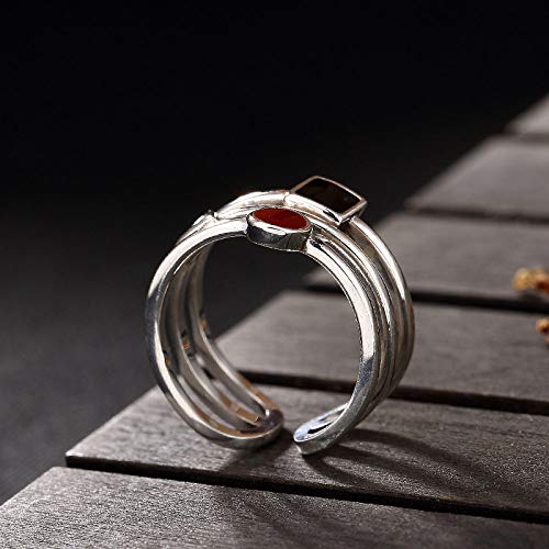 Bague ajustée anti-serrage anneau réglable en argent rétro pour dames - 5