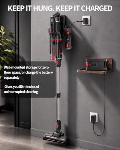 Image of Pet Cordless Stick Vacuum Cleaner, Upright Vacuum Cleaning | XL Dust Cup | LED Headlights| Tangle-Free| Hepa Filiter| Portable,Lightweight| 50-Min Runtime| 80000RPM Motor