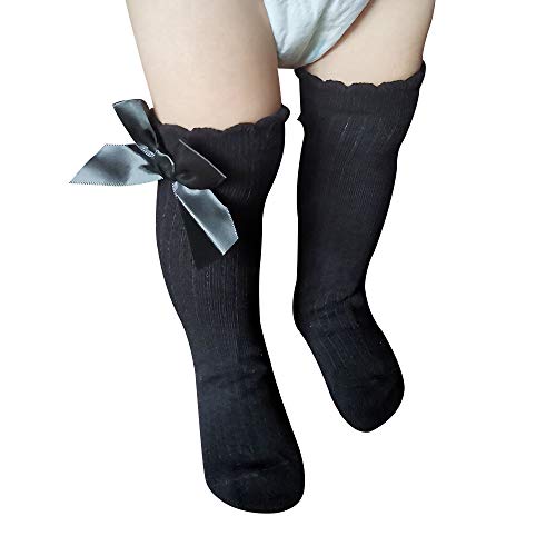 Baby Girls Knee High Socks,Infants Toddlers Tube Socks,3/5Pack Toddlers Ruffled Long Stockings Uniform Socks 0-5T2