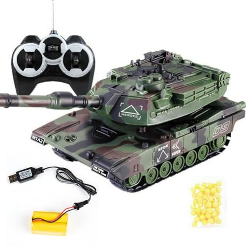 DIJIUCL 27CM RC Tank 1:32 M1A2 Remote Control Tank Military BB Firing Military Model with BB FiringTactical Bullet Firing Army Battle Toy -Green