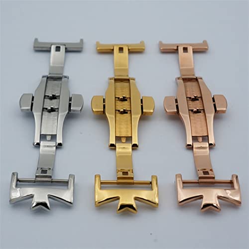 WJJHERRH 18mm 20mm 316L Stainless Steel Double By Double Open Watch Buckle Clasp Strap Deployant For Watchbands3