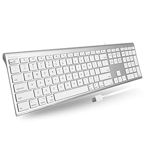 Macally Ultra Slim USB Wired Computer Keyboard – Compatible Apple Keyboard or Windows – Full Size Keyboard with 20 Mac Keyboard Keys – Low Profile Keyboard for iMac Desktop, Macbook Pro/Air