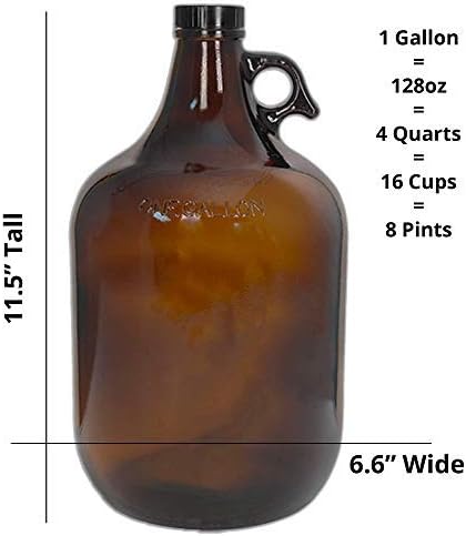C-Store Packaging 1 Gallon (128oz) Amber Glass Jug With 38mm Cap - FBA