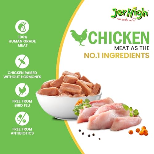 Image of Jerhigh Wet Food for Dog Combo Chicken Meat with Roasted Duck 4pcs, Grilled Chicken Meat 4pcs, Chicken Meat with Liver 4pcs, Chicken with Riceberry Liver Flavor 4pcs in Jelly(16x130g)