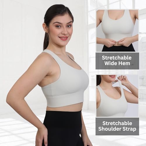 Image of GLAMORAS Women Polyester Spandex Medium Impact Front Zip Sports Bra Longline Fitness Criss Cross Back Crop Tops Tank Gym Yoga Workout, Size: M-2XL