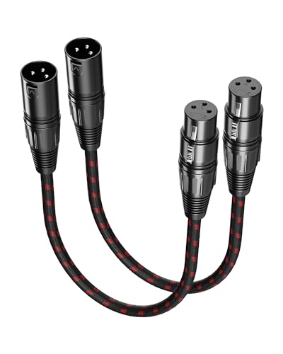 VANDESAIL XLR Cable Short, Mic Cord 1 ft 2 Pack, All Length from 6inch to 100ft, Braided Balanced Microphone Cable Male to Female 3 Pin Connector for Microphones, Mixer, XLR Speaker