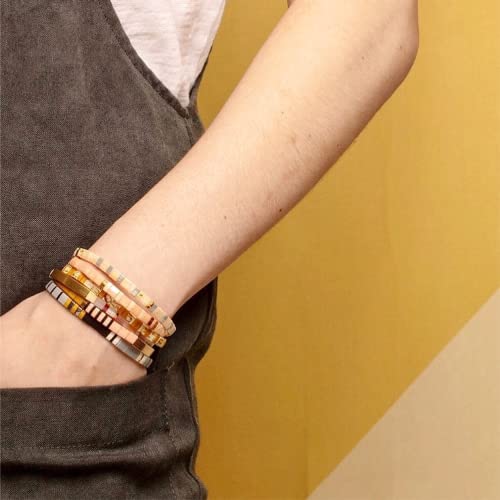 Sonateomber Tila Flat Beaded Stretch Bracelets for Women Square Beads Bracelet Jewelry Gift2