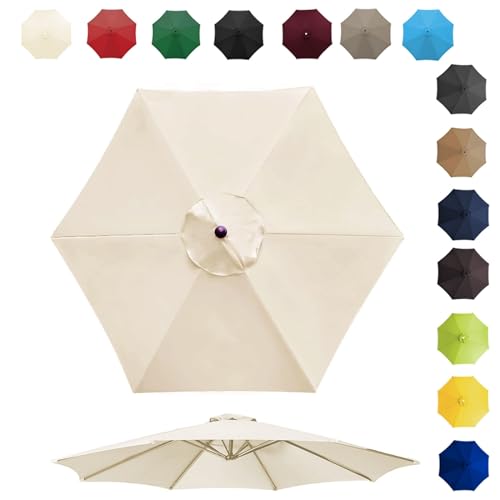 Toile de rechange pour parasol de jardin 300 cm à 8 baleines couleur unie