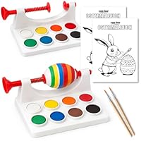 com-four® 2x Ostereier-Malset - verbesserte Eiermalmaschine mit Malbuch, Pinsel und 8 Farben - Bastelzubehör zum Bemalen von Ostereiern - für Eier bis Größe XL (2x Malset - Mehrfarbig Version 2)