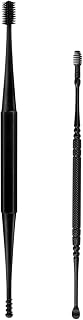 2 unidades Kit de remoção de cera de ouvido Conjunto de palheta de ouvido Removedor de cera Colher de ouvido Earpick Seletor de ouvido para massagem de ouvido Ferramentas de cuidado de ouvido adulto Black 2pcs