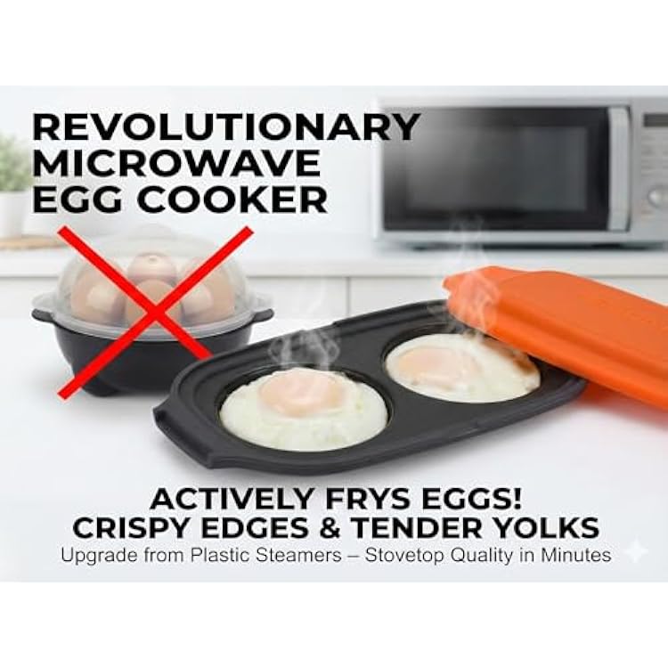 MACONEE Microwave Egg Fryer | Cooker & Poacher for Breakfast Sandwiches | Maker for 2 Eggs | Dishwasher-Safe & BPA-free