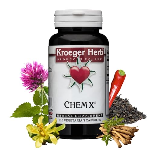 Kroeger Herb Products Chem X Daily Detox and Cleansing Formula Red Clover Yellow Dock Paprika Supports Health Liver Function - Non-GMO Gluten Free No Preservatives Made in USA