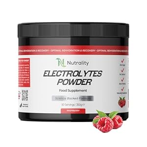 Nutrality Electrolytes Food Supplement Powder 350g | No Sugar or Calcium, Magnesium Keto Electrolyte Hydration, Recovery, Paleo Hydration | Vegan | 50 Servings (Raspberry)