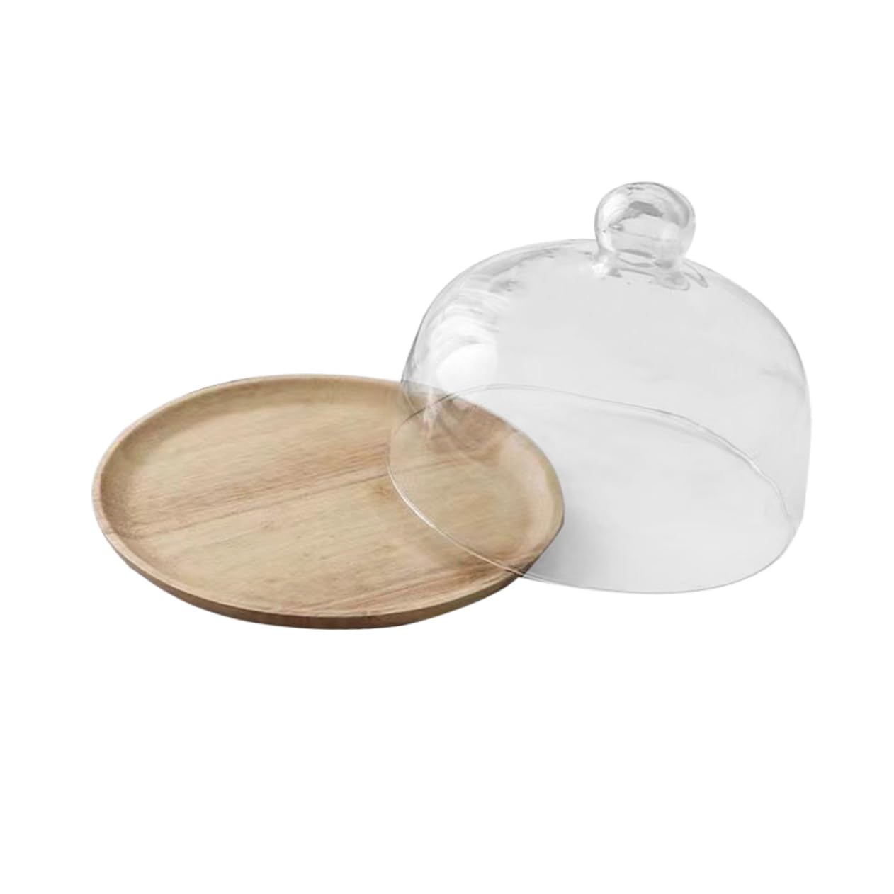 Dôme en Verre Élégant pour Afficher et Conserver Desserts en Bois Plateau à Gâteau Lors D'événements et Anniversaires