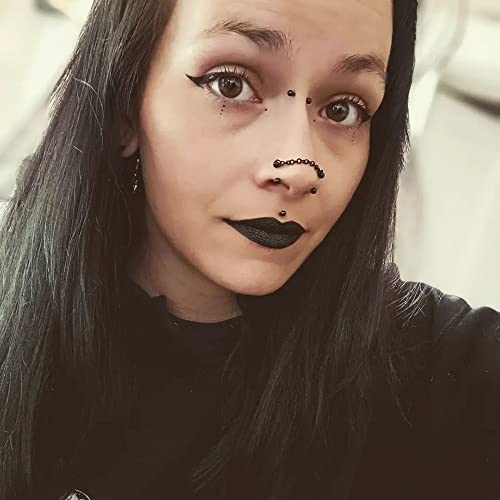 Punktracker 20G Black Nose Rings 2Mm 2.5Mm 3Mm Cz Nose Studs With Chain Surgical Steel Nose Piercing Jewelry Nose Rings Studs For Women Men #TOP2