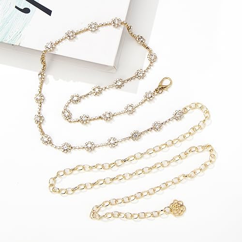 Rhinestone Diamond Flower Waist Belt Decorative Rhinestone Dress Belt3