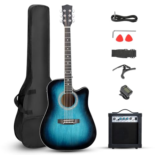 Ktaxon Full-Size Acoustic Electric Guitar with Amp, 41 Inch Basswood Body Guitars Kit for Beginner...