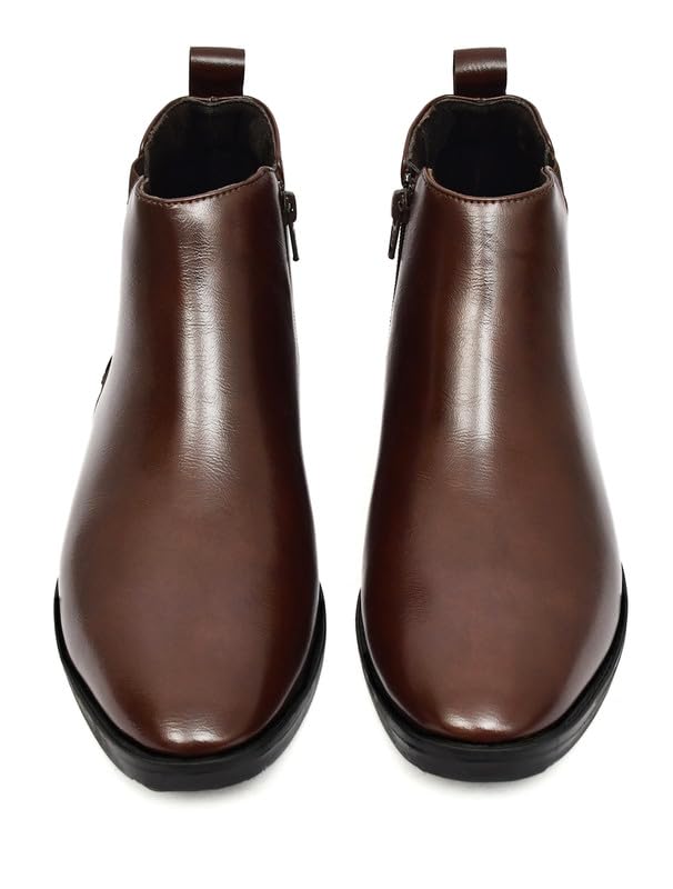 Image of TANN & TRAIL Men Premium Vegan Leather Chelsea Boots Elegant Pointed Toe, Side Zipper, Cushioned Comfort, Sustainable Formal & Semi-Formal Footwear