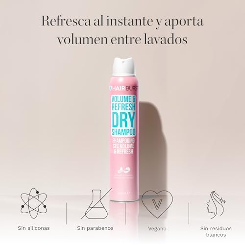 HAIR BURST Champú en Seco: Volumen y Frescor – Sin Residuos Blancos – Absorbe Grasa y Revitaliza – Con Proteína de Trigo Hidrolizada y Pantenol - imagen 2