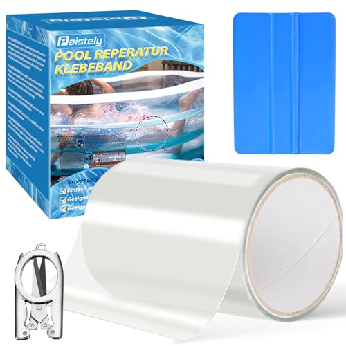 Paistely Pool Flicken Klebeband Unterwasser, Transparentes Wasserdichtes Klebeband, Poolflicken Selbstklebend Unterwasser Zur Reparatur Verschiedener Schwimmbadoberflächen (Klebeband 10cm*152cm)